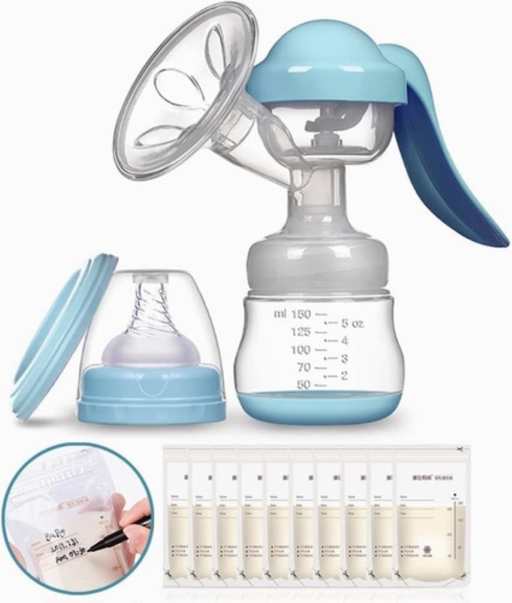 Extractor De Leche Materna Saca Leche Con 10 Bolsas Azul