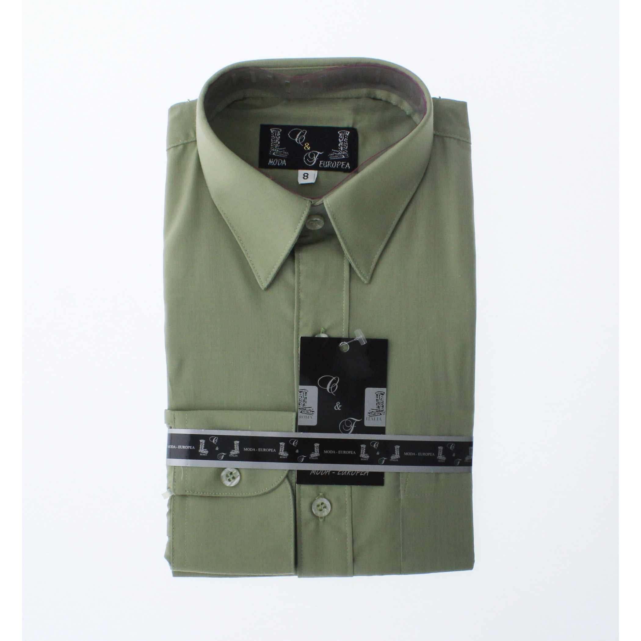 Camisa De Vestir Verde Olivo para Niño Manga Larga 3625 2-18 Años.-