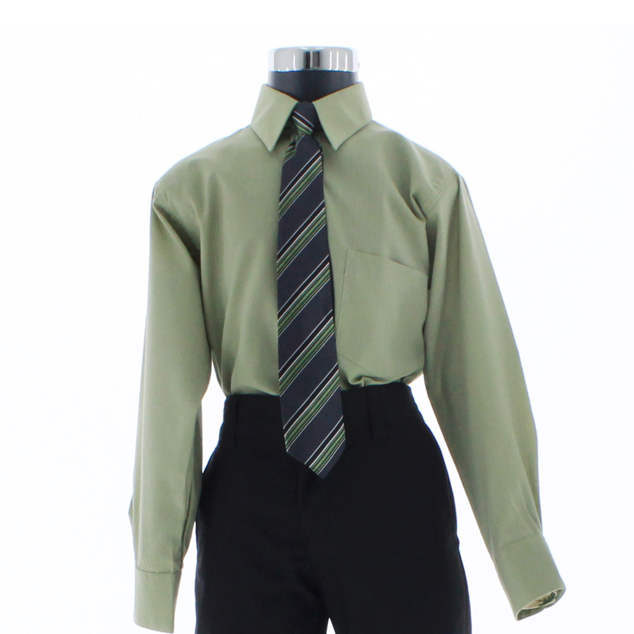 Camisa De Vestir Verde Olivo para Niño Manga Larga 3625 2-18 Años.-