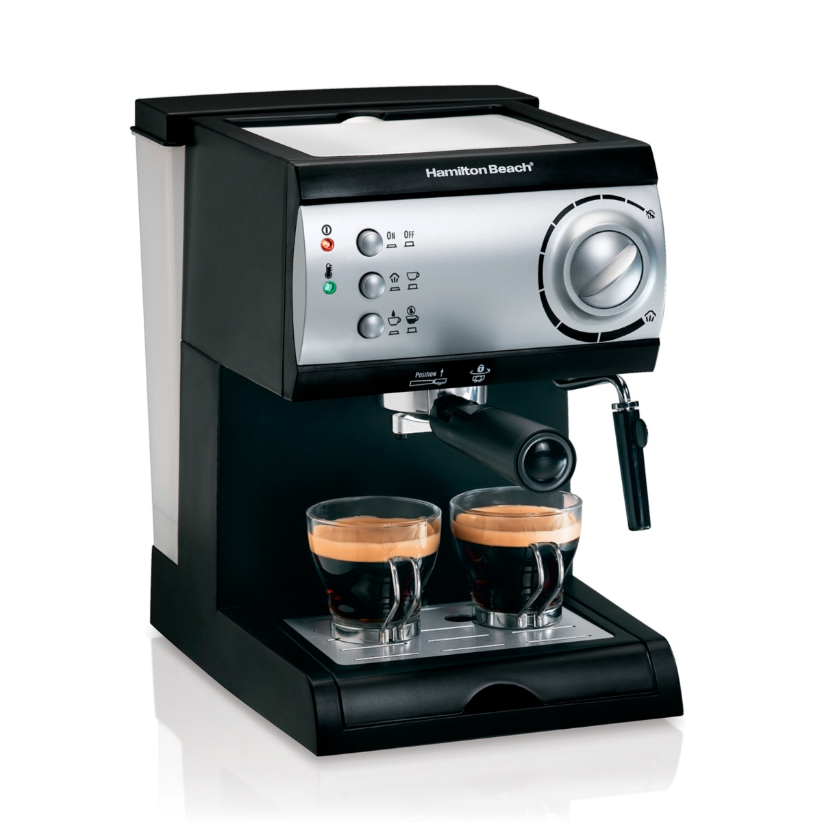 CAFETERA ESPRESSO HAMILTON BEACH 40715 1.4 LTS 15 BARES NEGRO/PLATA ALBY3.