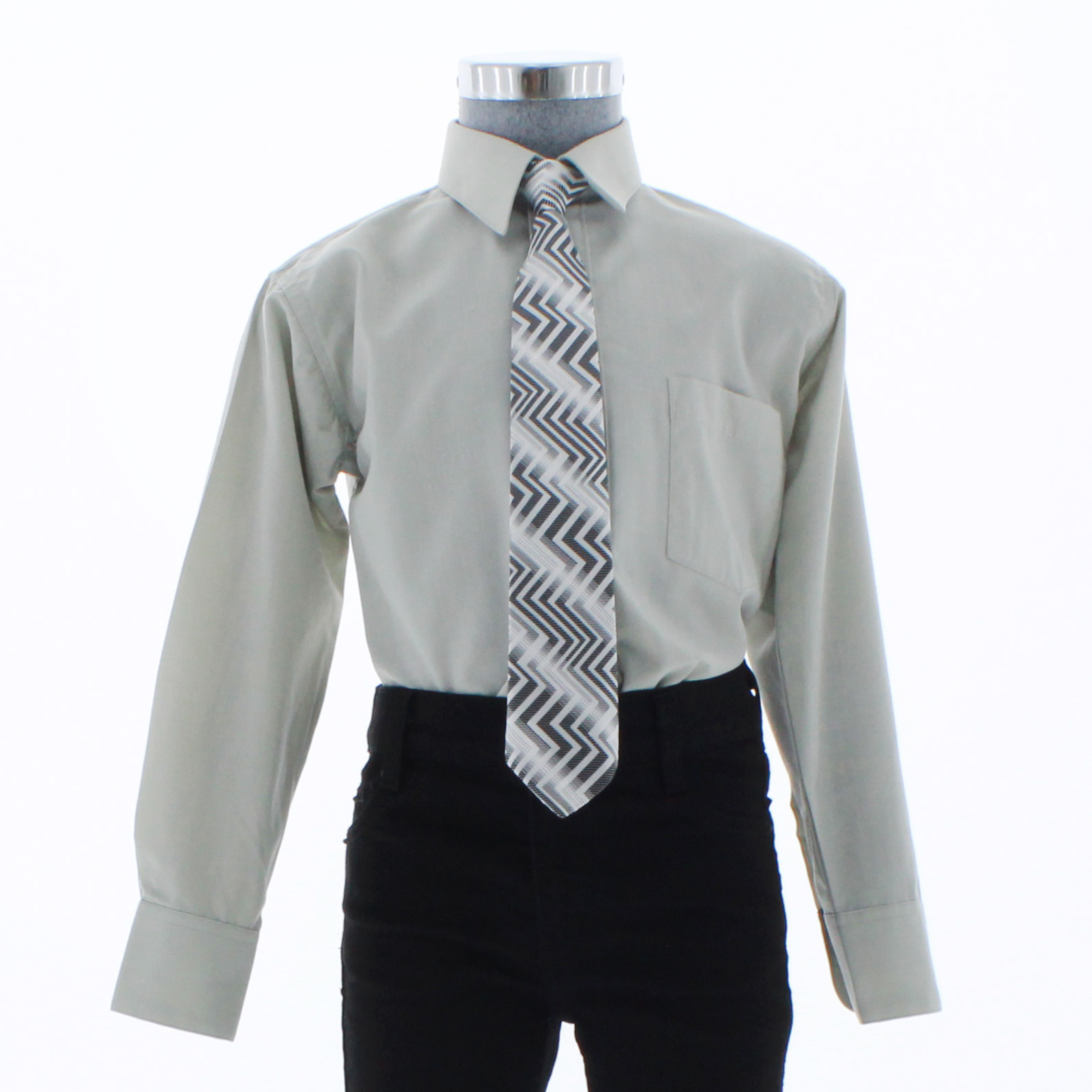 Camisa De Vestir Gris Claro para Niño Manga Larga 3626 2-18 Años..