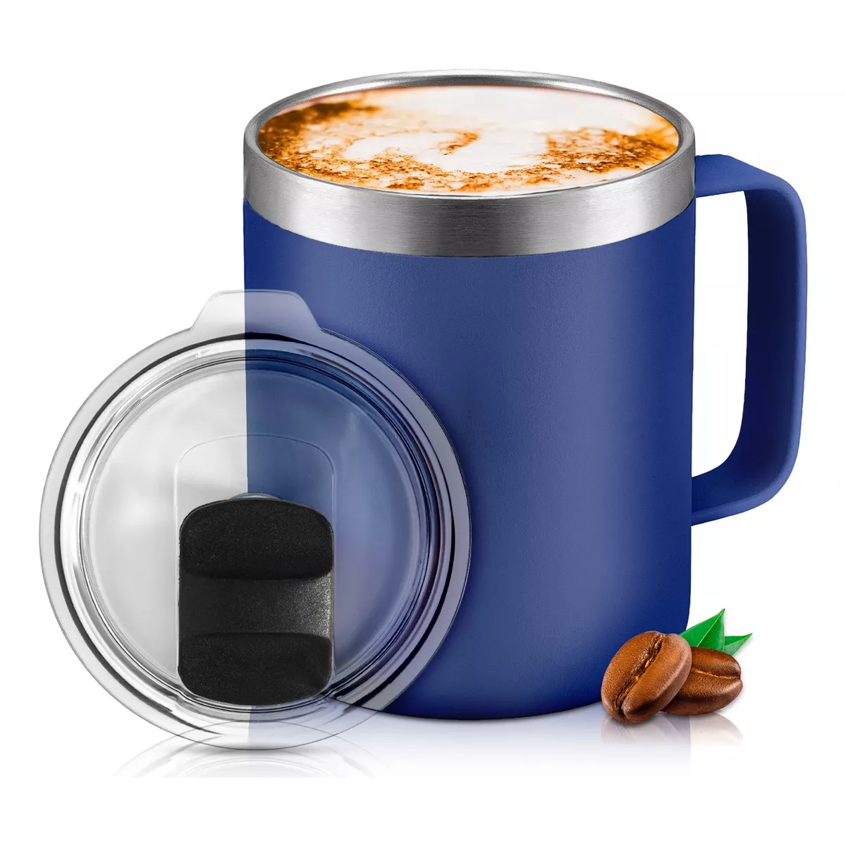 Taza Para Café - Doble Capa Antiderrame Multifuncional 12oz Azul Fuerte