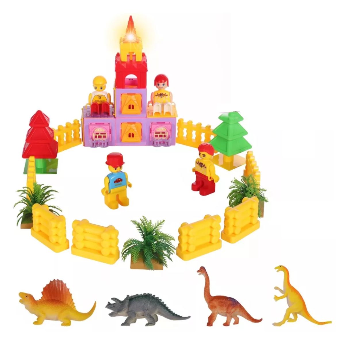 Bloque De Construcción Magnéticos Dinosaurios Castillo Niños Amarillo