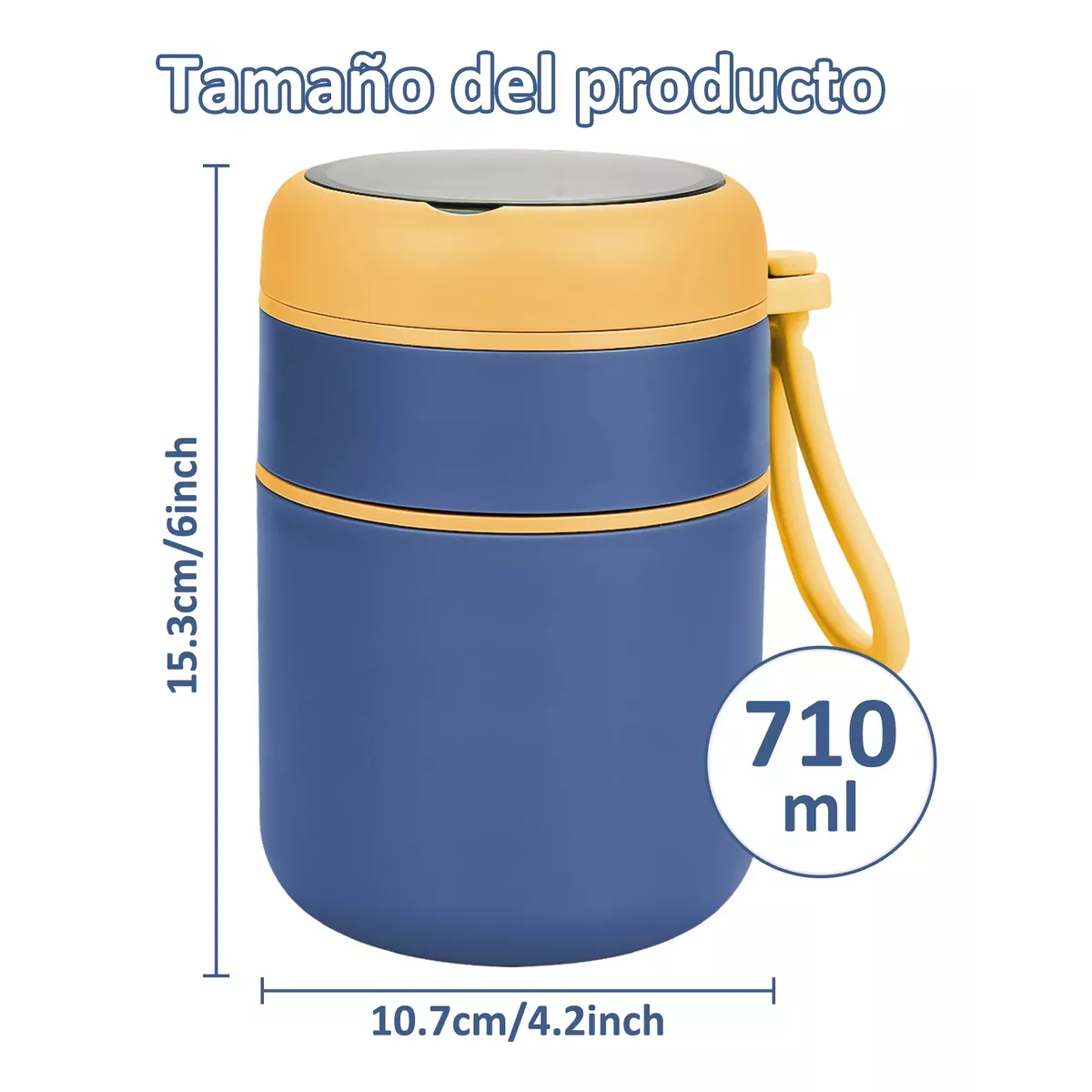 Lonchera Termica Acero Inoxidable De 710ml Incluye Cuchara Azul