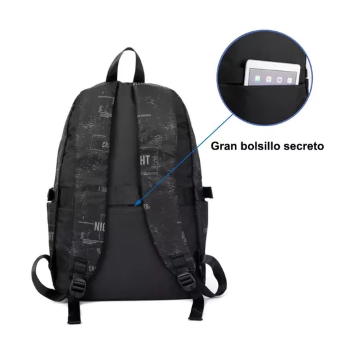 Mochila Hombre Extra Grande 35l Black graffiti