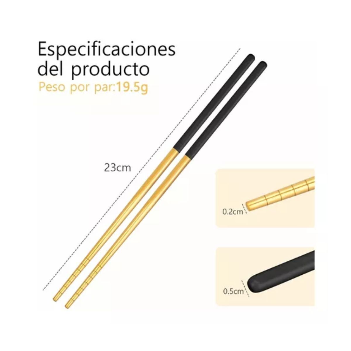 Palillos Chinos De Acero Inoxidable, Negro