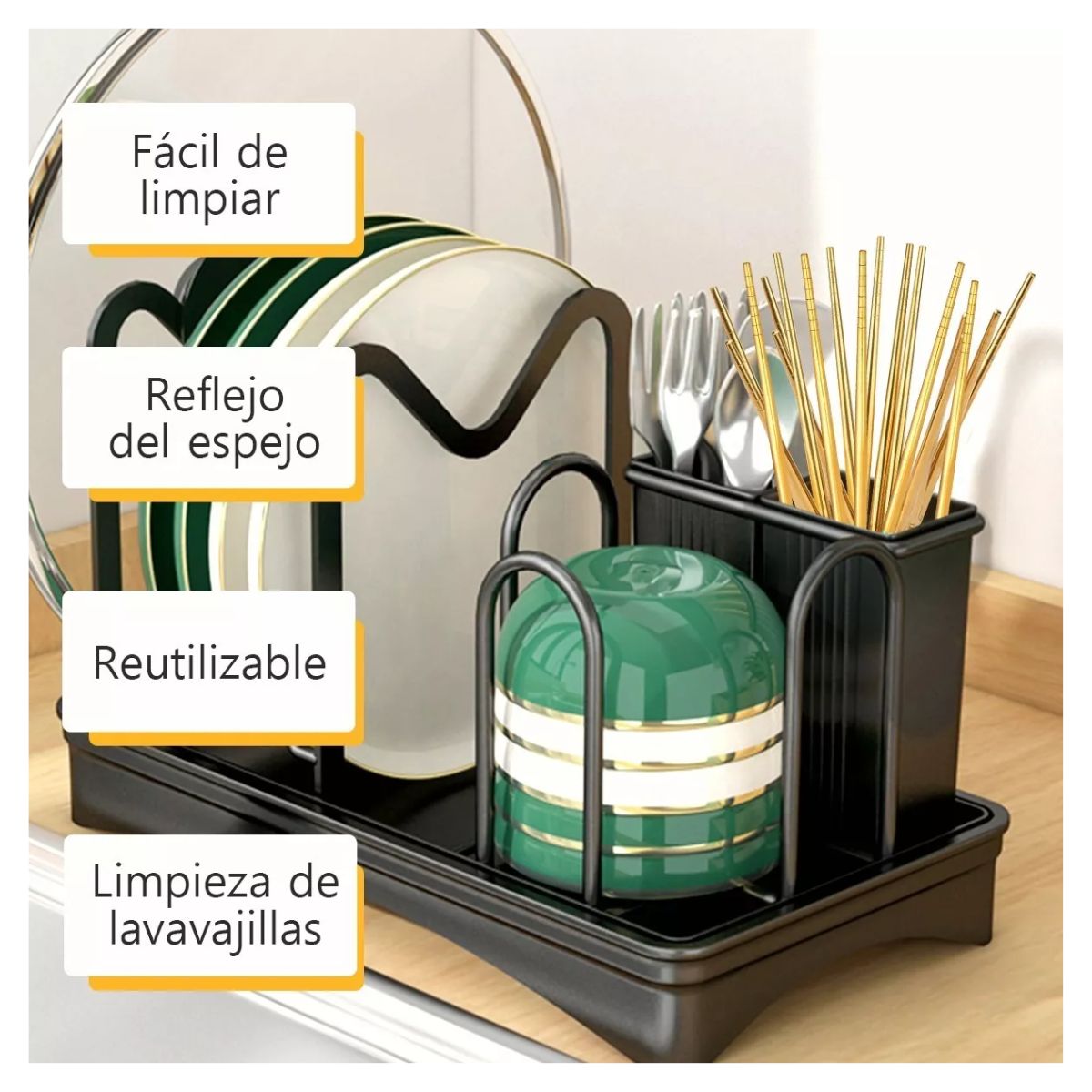 Palillos Chinos De Acero Inoxidable, Negro