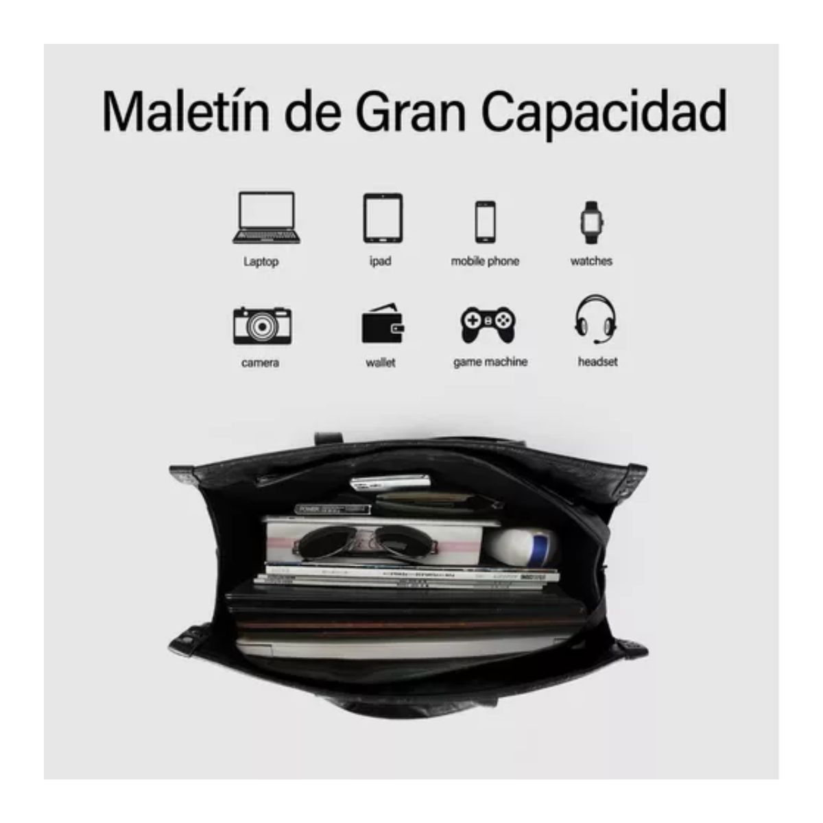 Bolsa Para Laptop Portafolio Mujer, Maletin Hombre De Cuero Negro