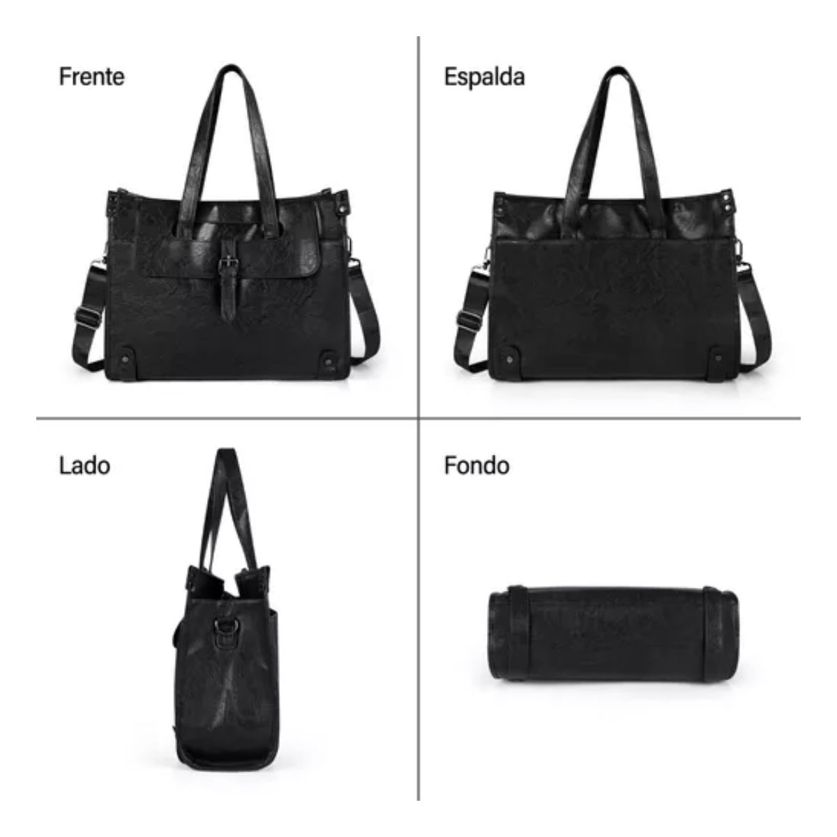 Bolsa Para Laptop Portafolio Mujer, Maletin Hombre De Cuero Negro