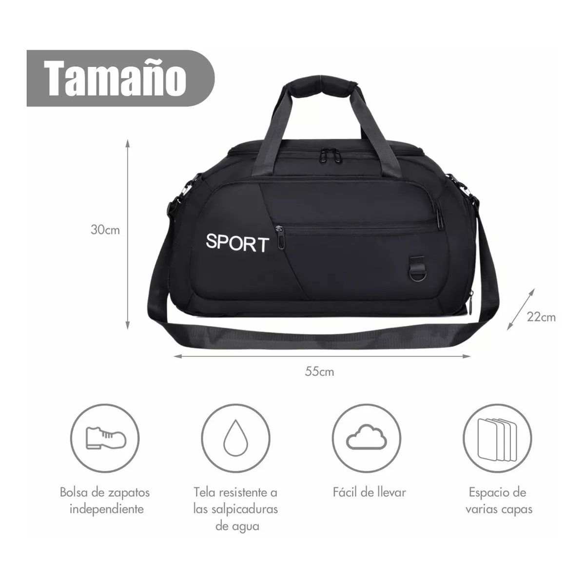 Maletas Viaje Bolso Deportivo Para Gym Viaje Mochila Dama Negro