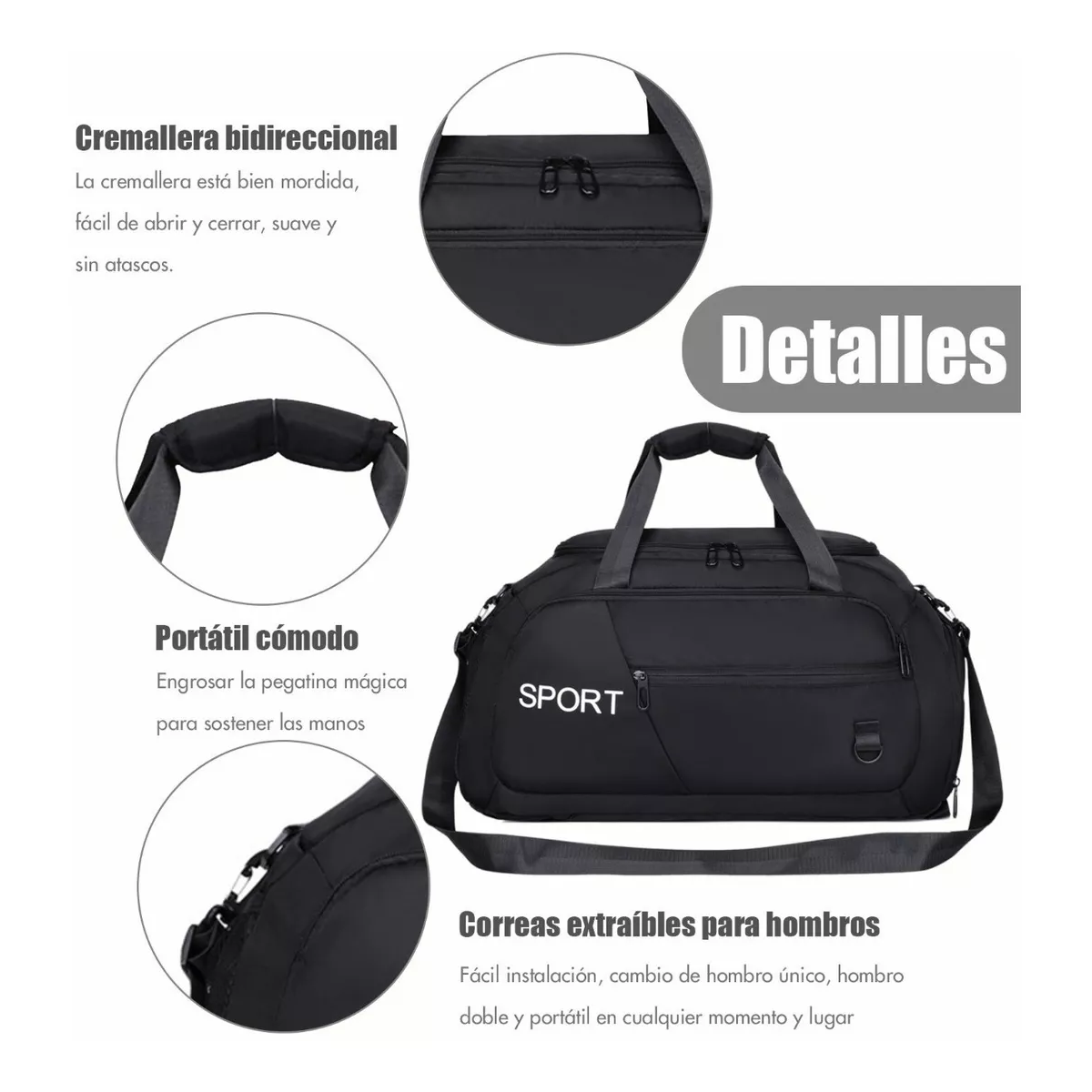 Maletas Viaje Bolso Deportivo Para Gym Viaje Mochila Dama Negro