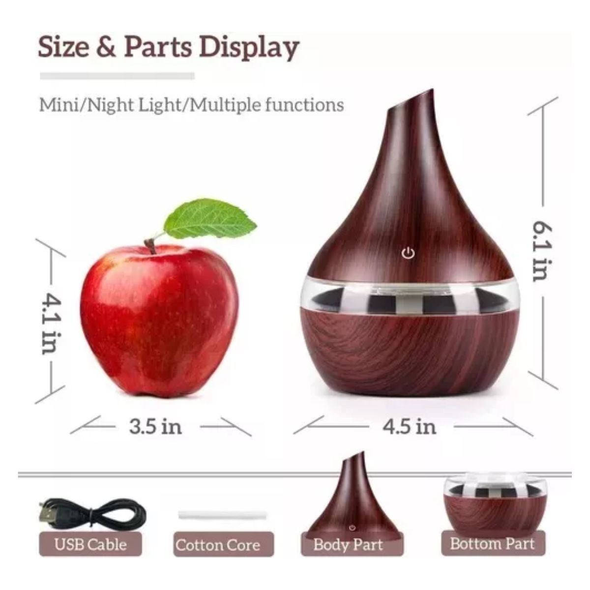 Difusores De Aromas Eléctricos Humidificador De Aire 300ml Cafe
