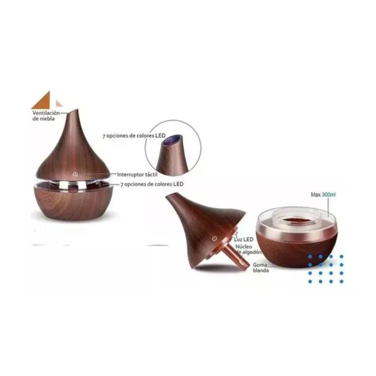 Difusores De Aromas Eléctricos Humidificador De Aire 300ml Cafe