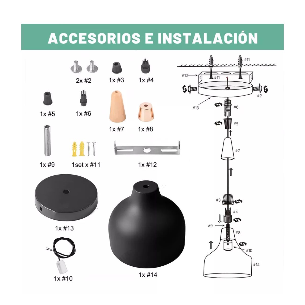 Lámpara De Techo Colgante Decorativas Moderna Para Hogar Negro