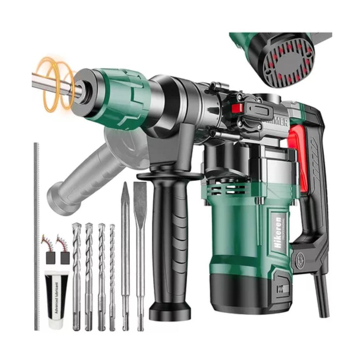 Taladro Rotomartillo Cincelador Perforador Sds Demoledor NEGRO/VERDE