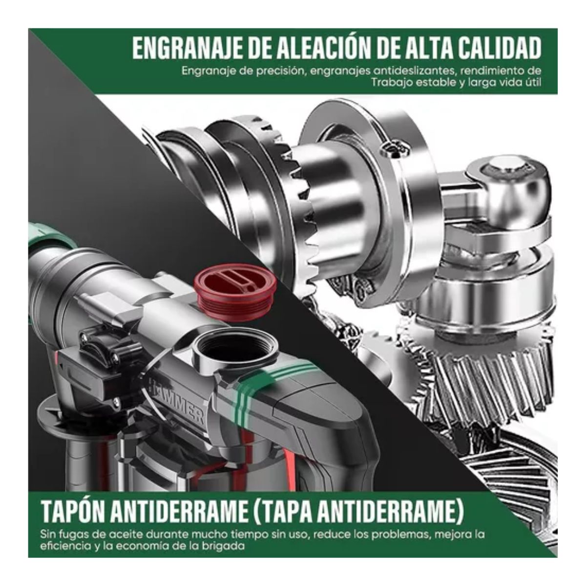 Taladro Rotomartillo Cincelador Perforador Sds Demoledor NEGRO/VERDE