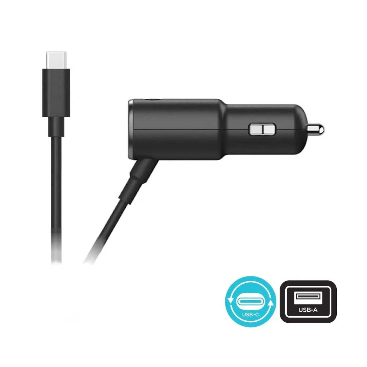 Cargador Auto MOTOROLA 36W Doble salida USB y Cable tipo C.