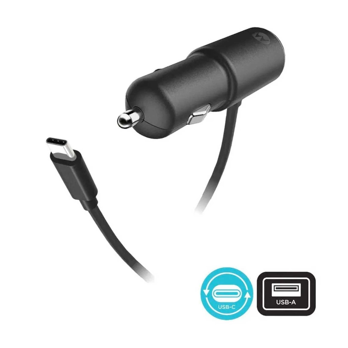 Cargador Auto MOTOROLA 36W Doble salida USB y Cable tipo C.