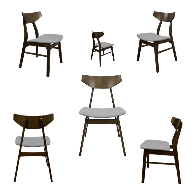Set de 6 Silla Moderna de Madera en color Nogal para Comedor