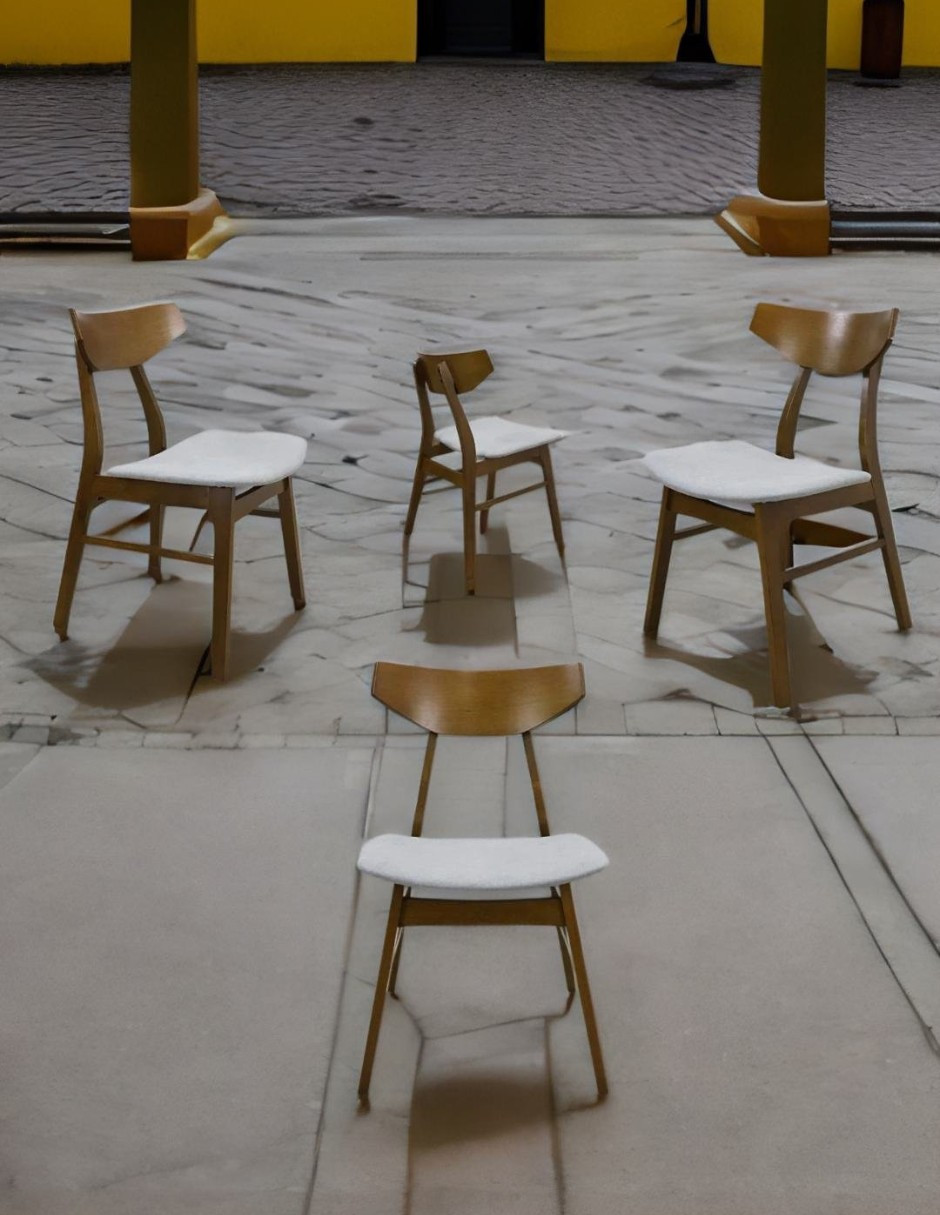 Set de 6 Silla Moderna de Madera en color Nogal para Comedor