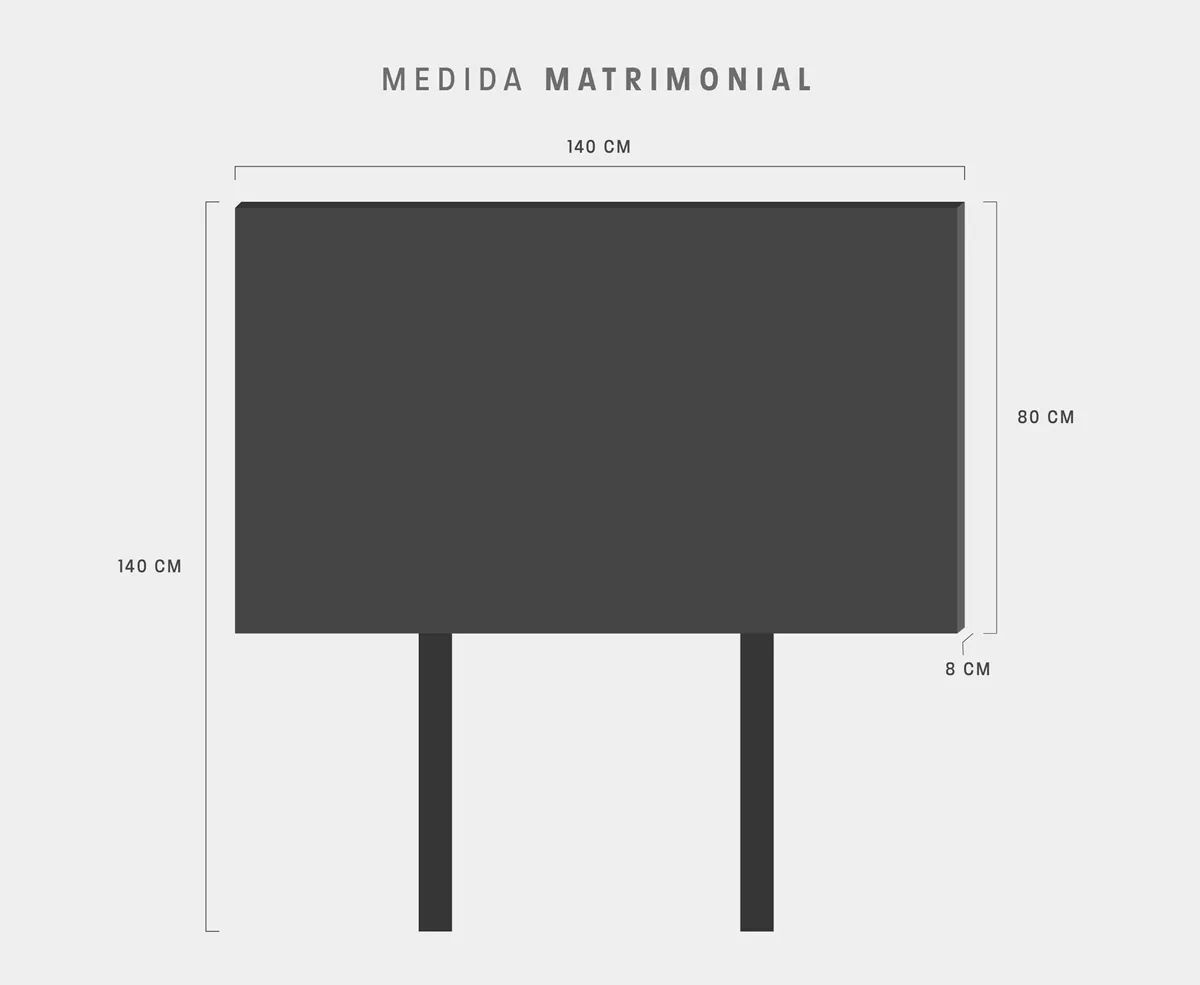 Cabecera Matrimonial Cuadro Grande Económica Msi 2 Cojines - Gris Claro