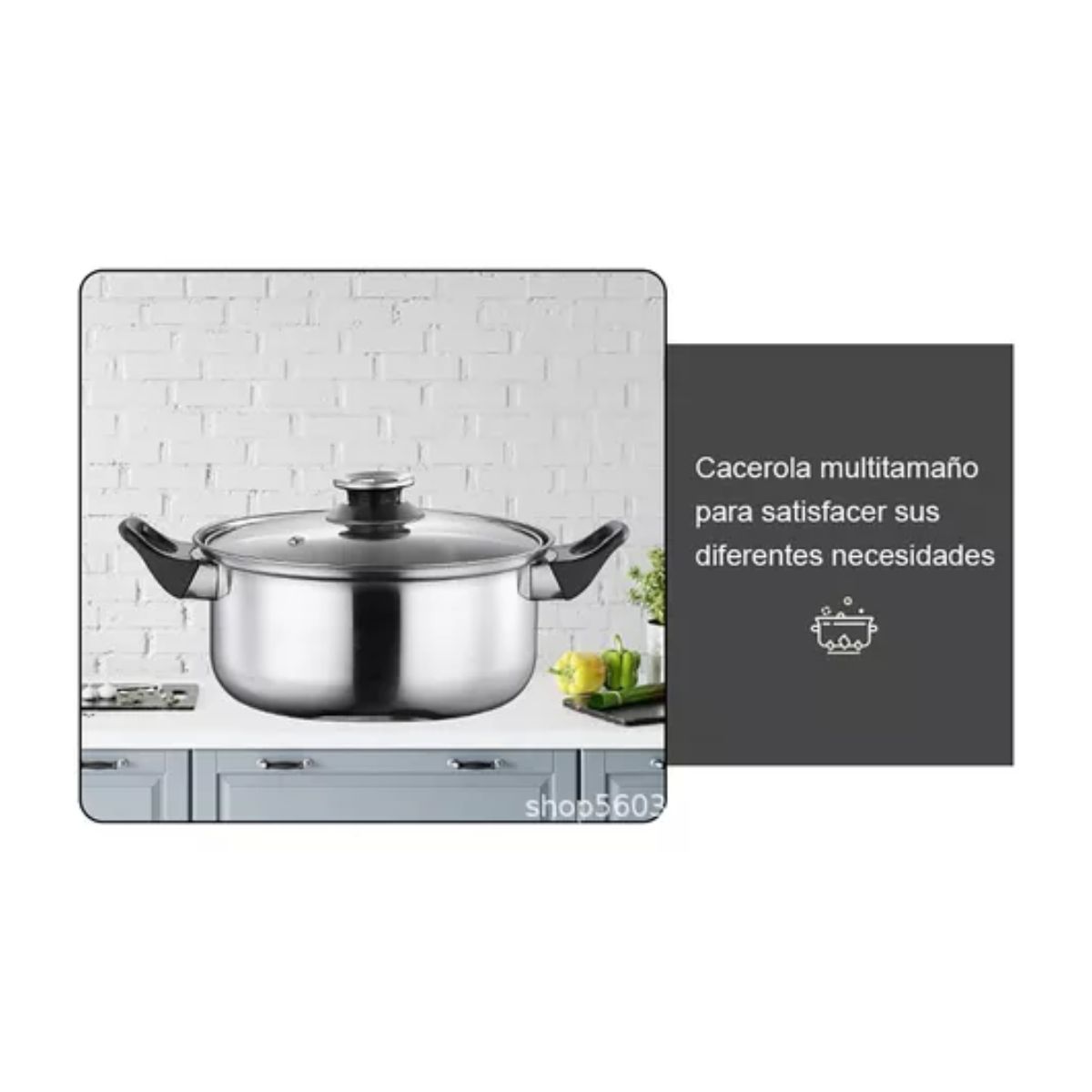 Batería De Cocina Ollas Acero Inoxidable Tapa Cacerola 6pcs Plata