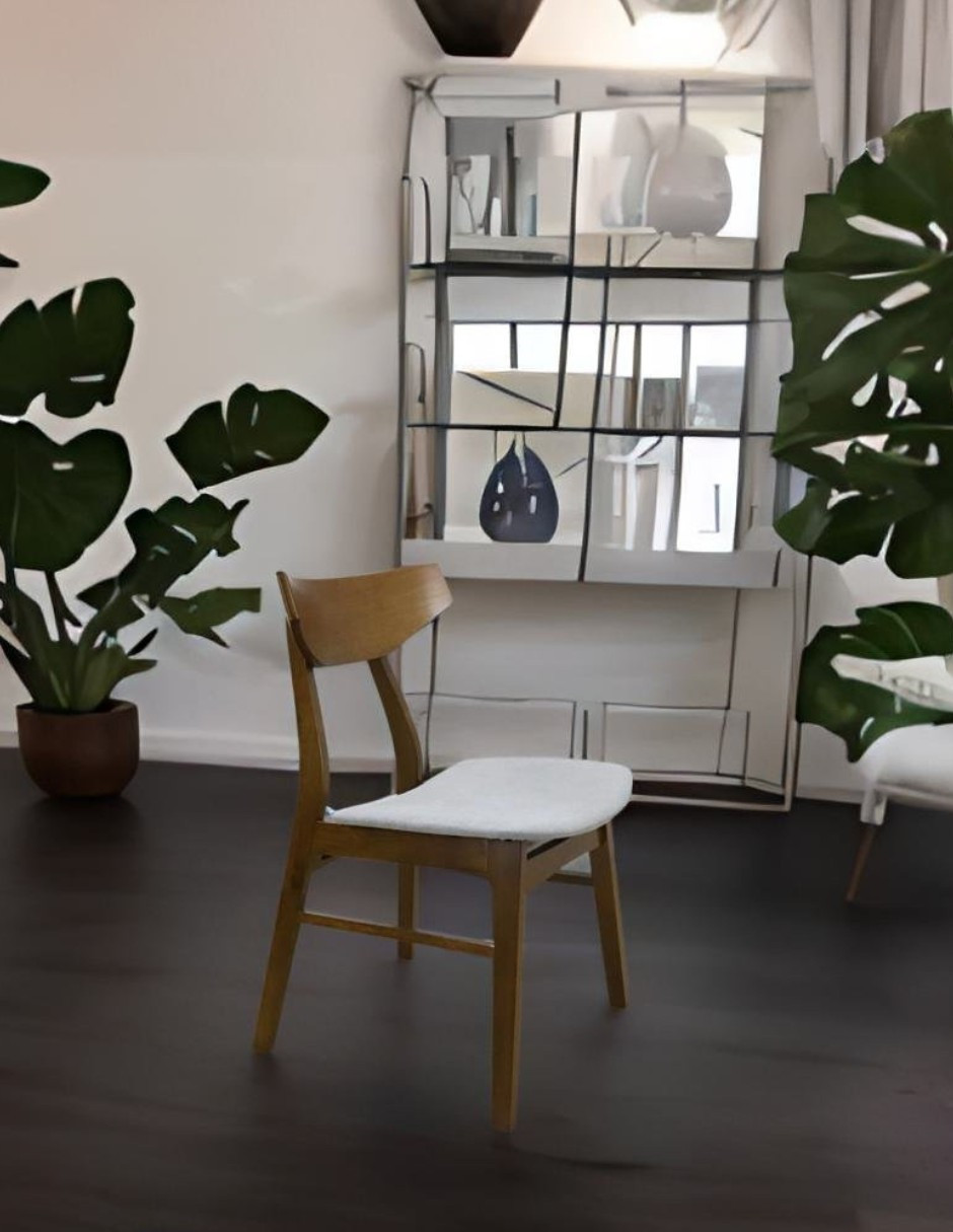 Set de 6 Silla Moderna de Madera en color Nogal para Comedor