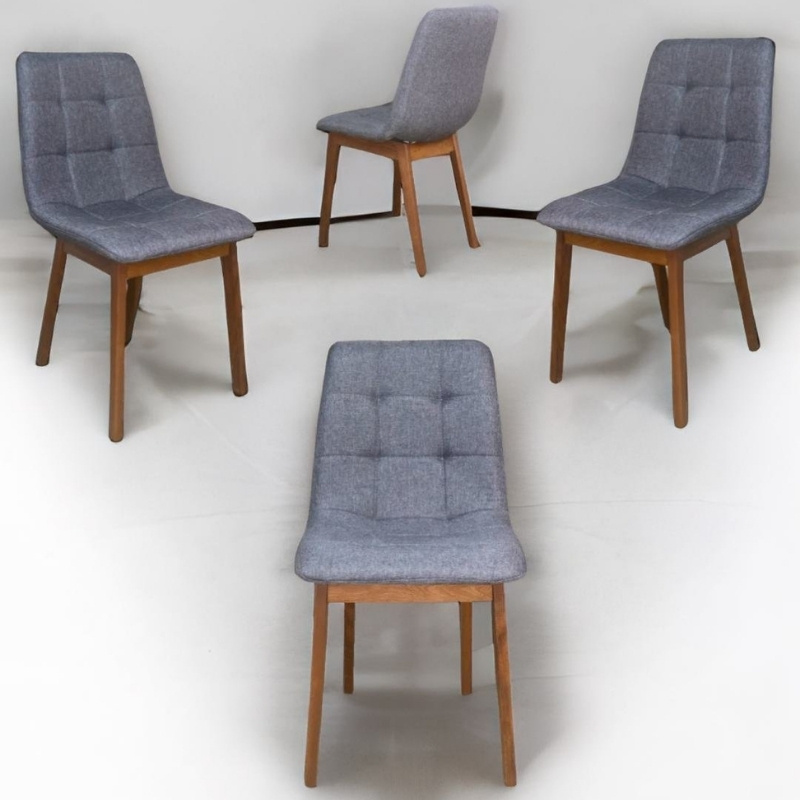 Set de 6 Sillas Armables de Madera en Lino Gris