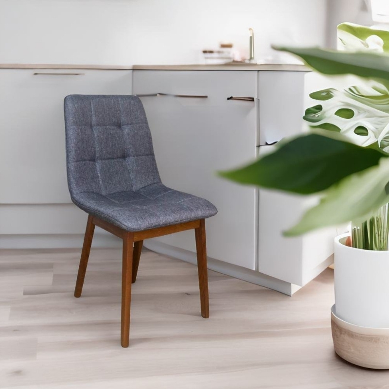 Set de 6 Sillas Armables de Madera en Lino Gris