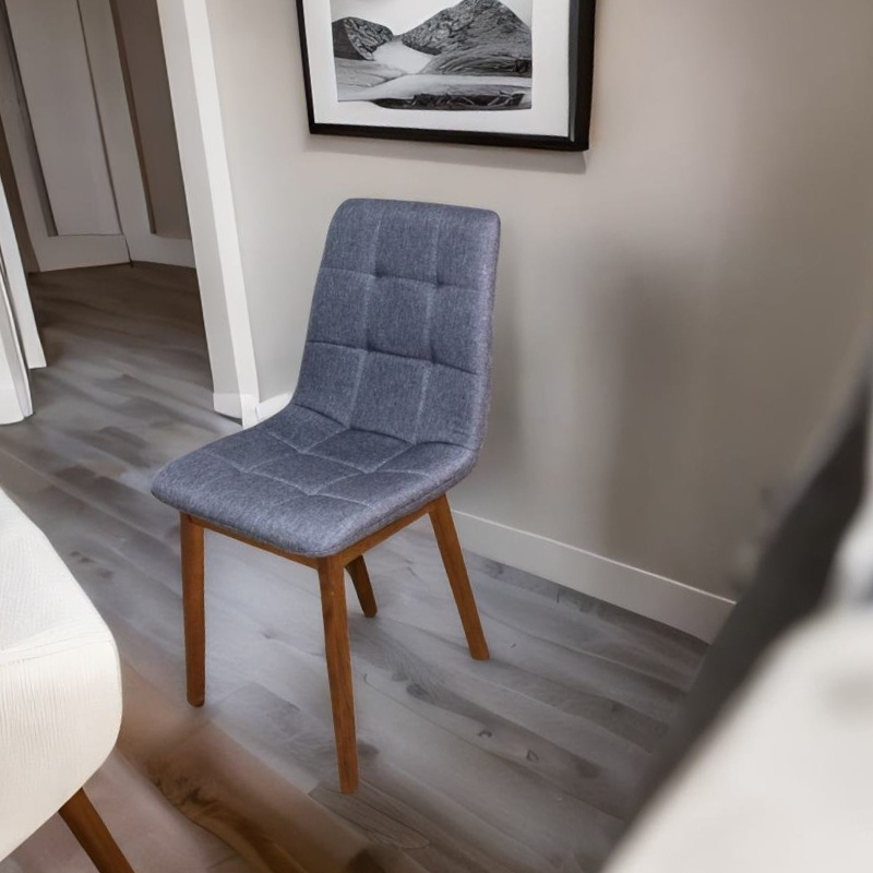 Set de 6 Sillas Armables de Madera en Lino Gris