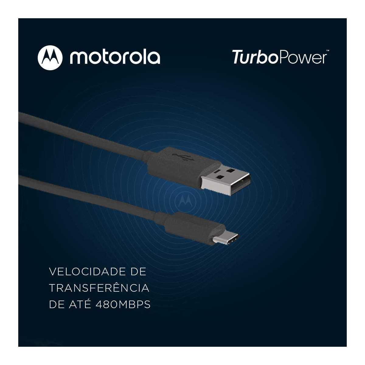 Cable tipo C a USB-A MOTOROLA 2 metros carga rápida y datos