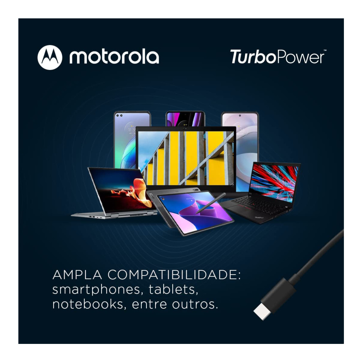 Cable tipo C a USB-A MOTOROLA 2 metros carga rápida y datos