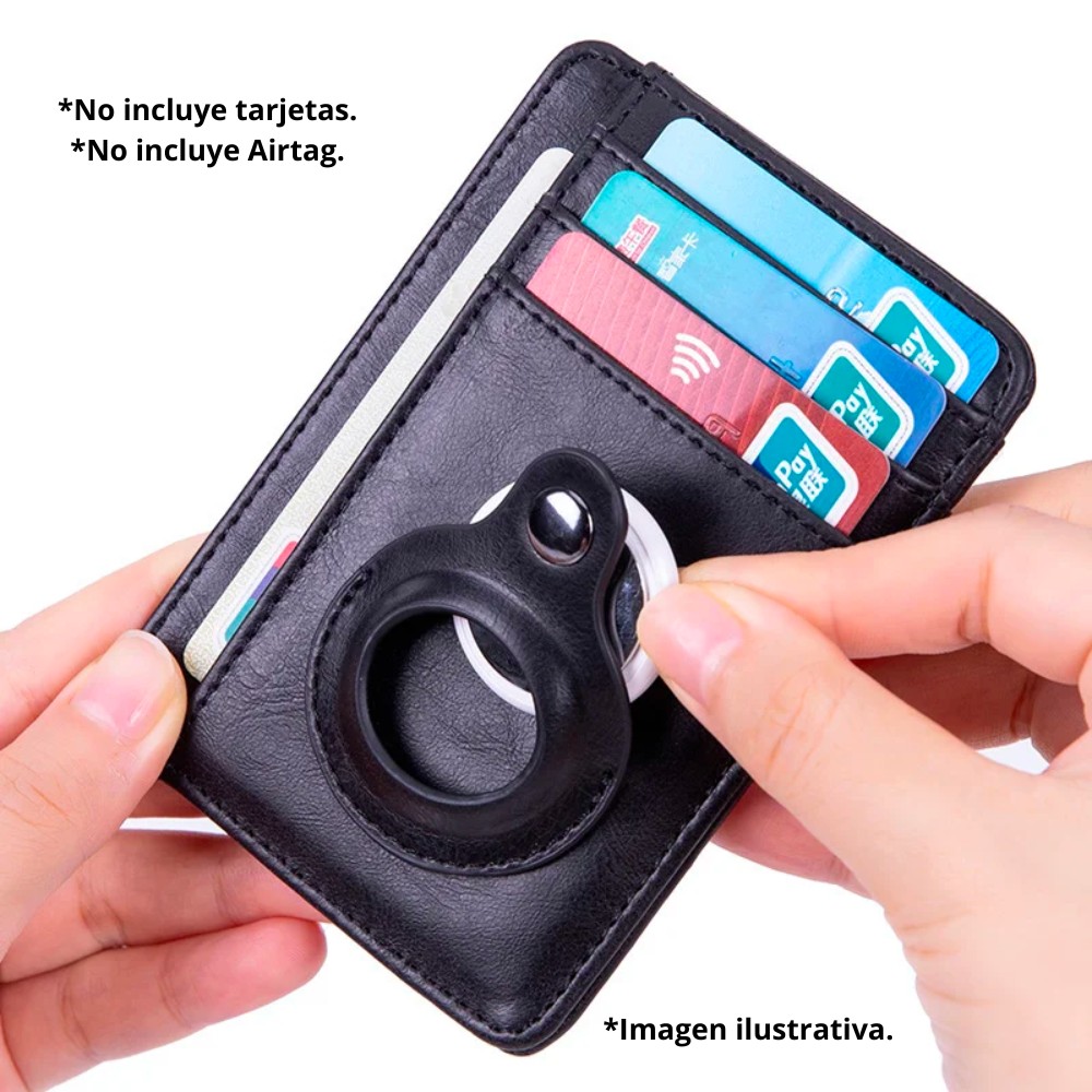 Tarjetero con espacio para AirTag - Portatarjetas de Cuero | Negro y Café