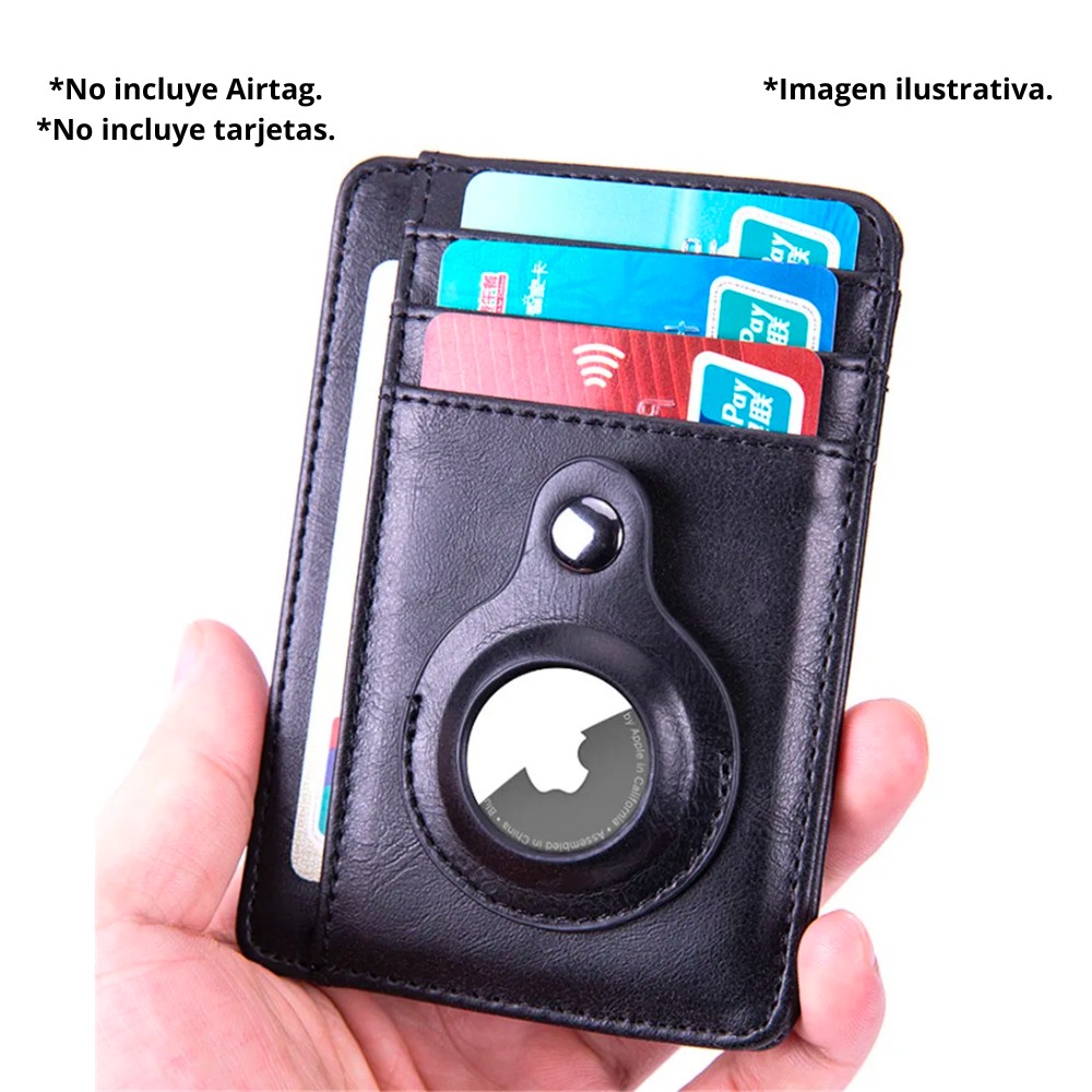 Tarjetero con espacio para AirTag - Portatarjetas de Cuero | Negro y Café