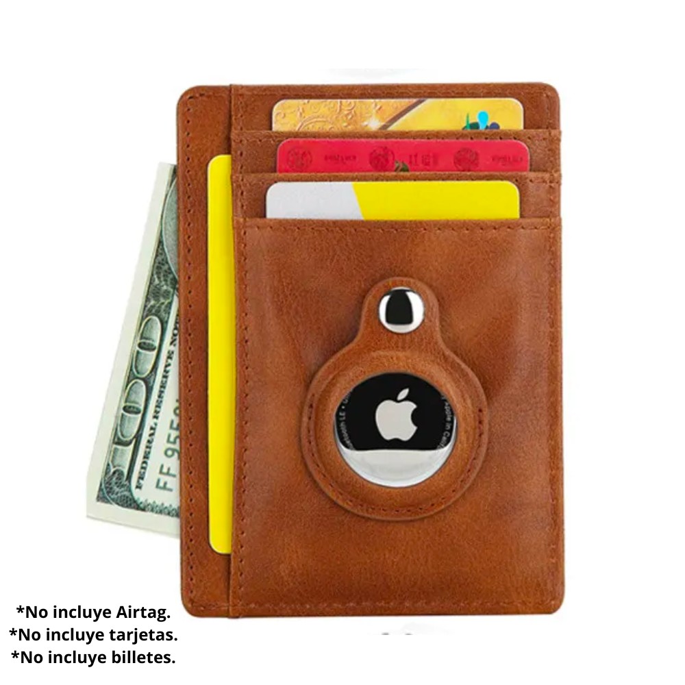 Tarjetero con espacio para AirTag - Portatarjetas de Cuero | Negro y Café