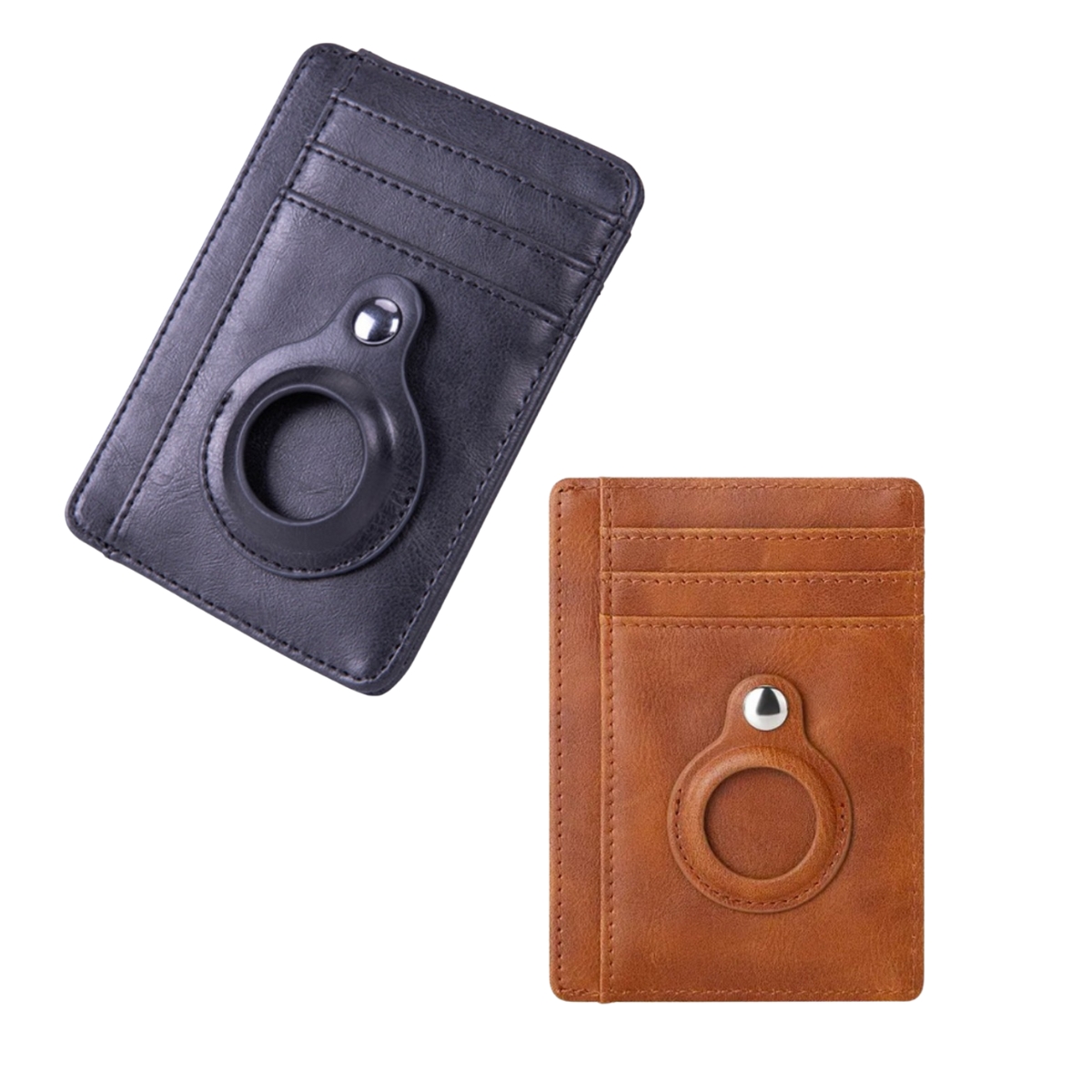 Tarjetero con espacio para AirTag - Portatarjetas de Cuero | Negro y Café