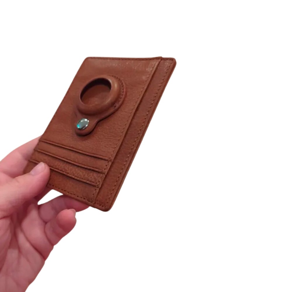 Tarjetero con espacio para AirTag - Portatarjetas de Cuero | Negro y Café