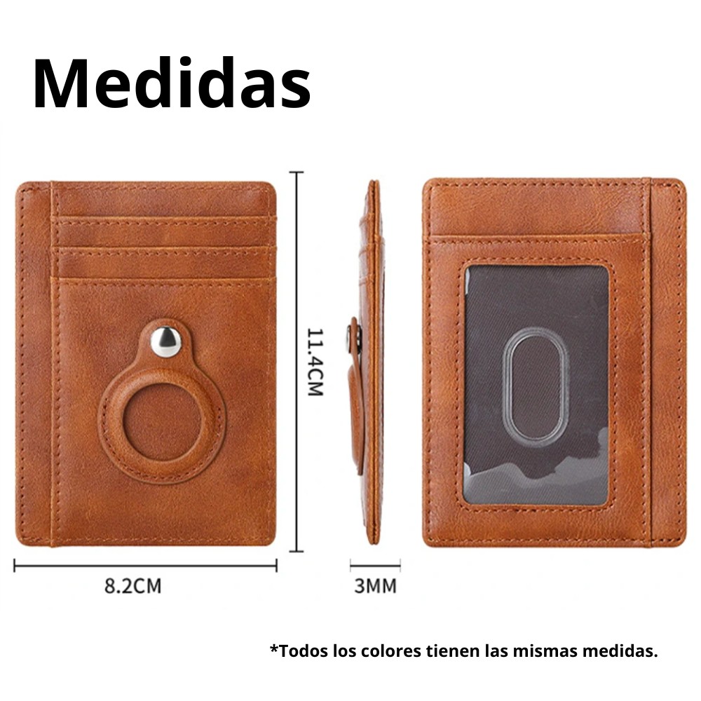 Tarjetero con espacio para AirTag - Portatarjetas de Cuero | Negro y Café