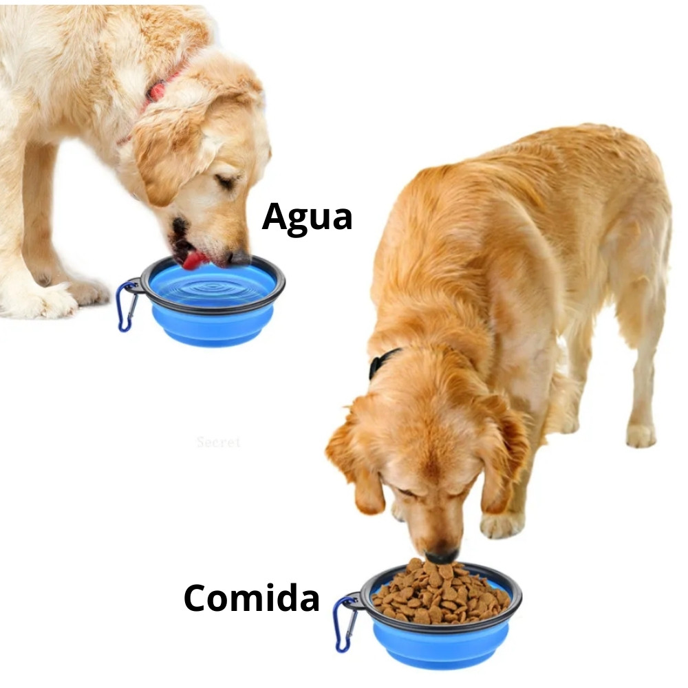 Plato Plegable de Silicona para Mascotas - Cuenco Portátil Alimento/Agua