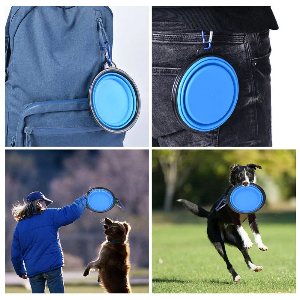 Plato Plegable de Silicona para Mascotas - Cuenco Portátil Alimento/Agua