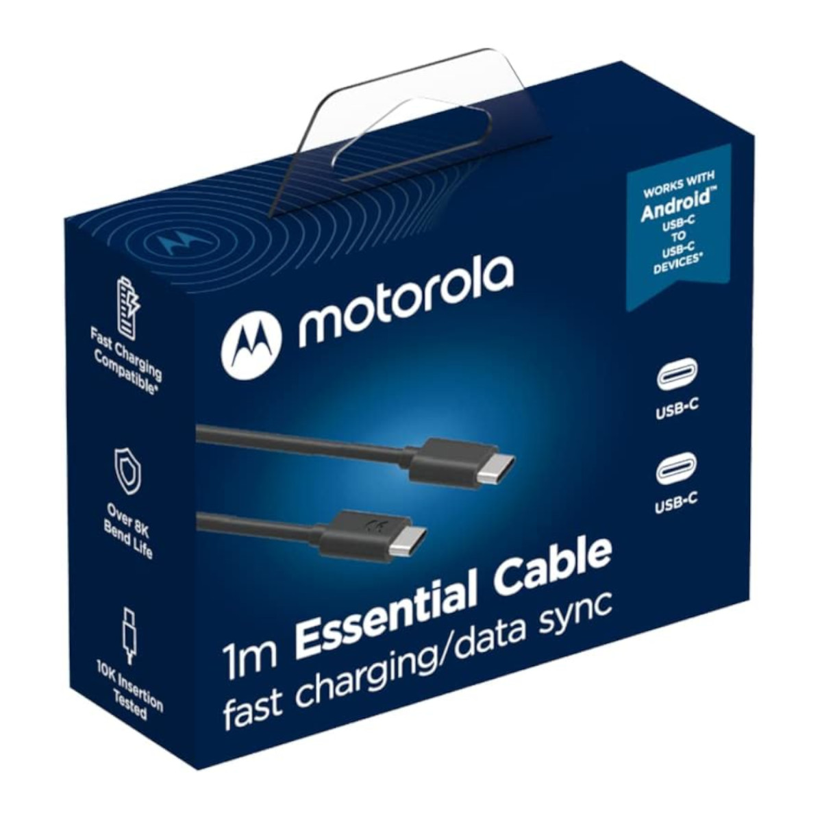 Cable tipo C a C MOTOROLA 1 metro carga rápida y datos