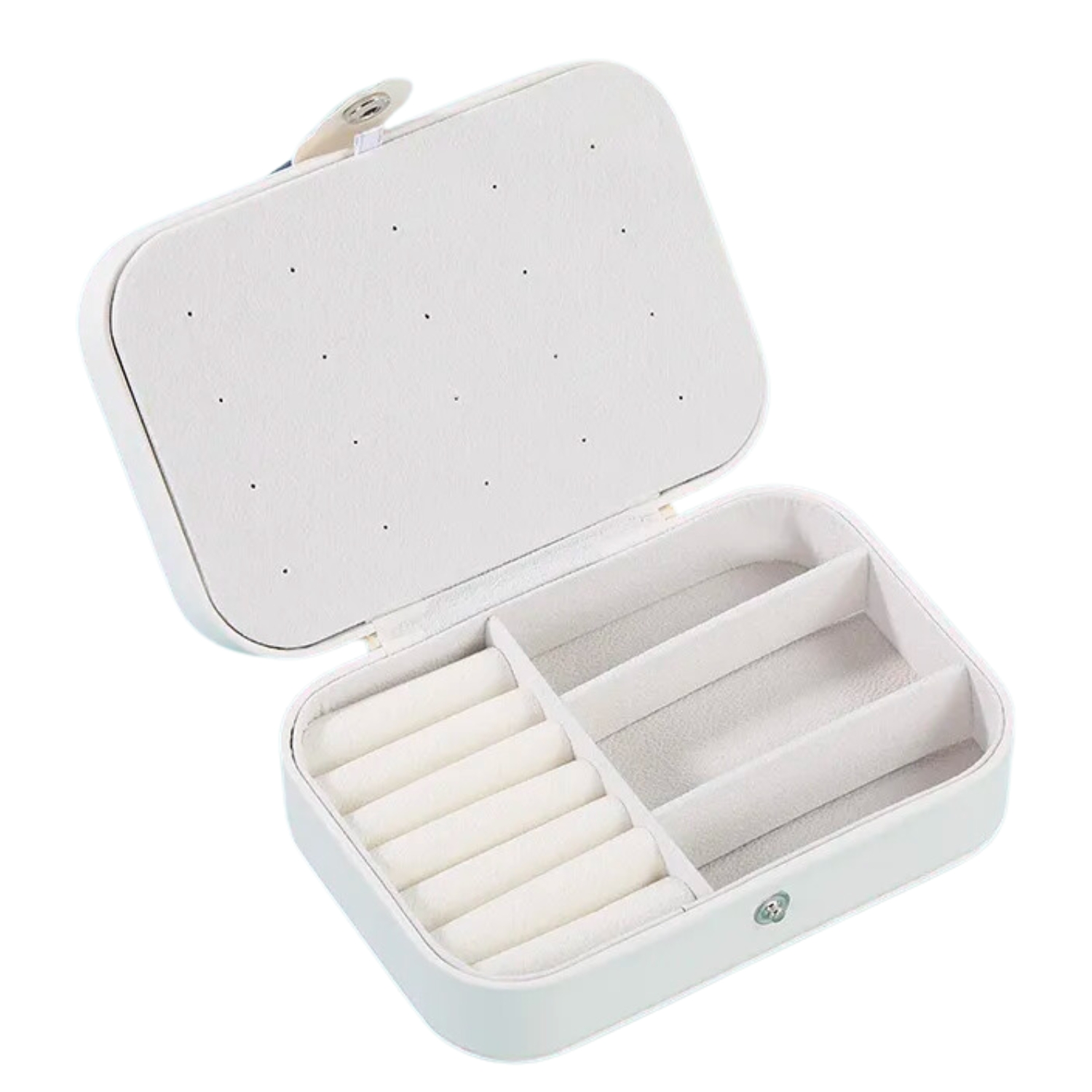 Joyero Portátil de Cuero - Organizador de Joyas | Blanco y Negro