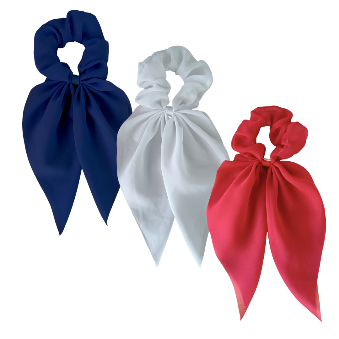 Trío de scrunchie colitas. Cute as a Bug, lindo accesorio para el cabello. 