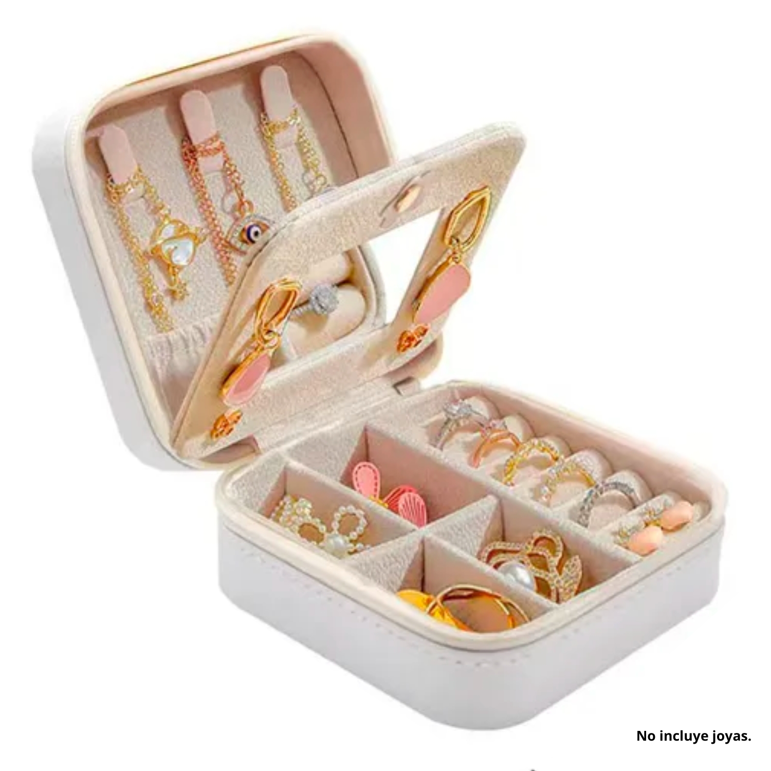 Joyero Portátil de Cuero - Organizador de Joyas | Blanco y Negro