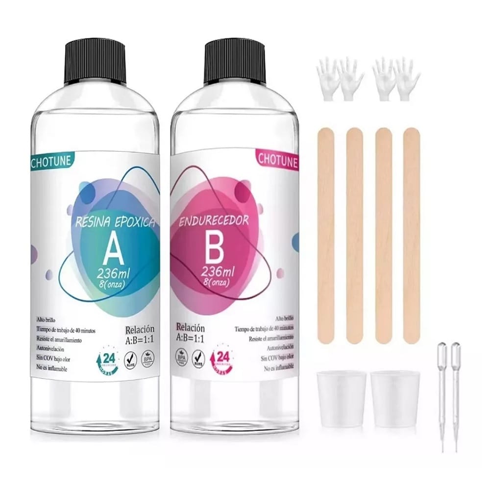Kit De Resina Epoxy Para Artesanías Y Bricolaje 1:1, 16onzas