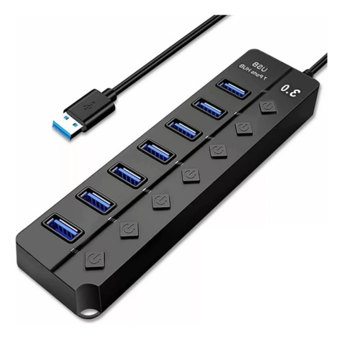 Hub Usb Con 7 Puertos Usb 3.0 Multicontacto Negro