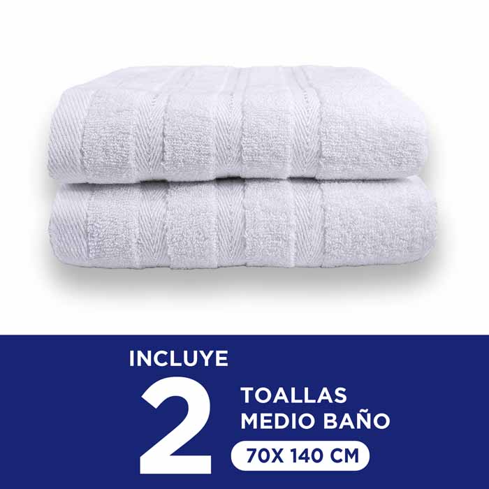 Toalla Medio Baño 2 piezas 100% Algodon 70x140 - Hokins