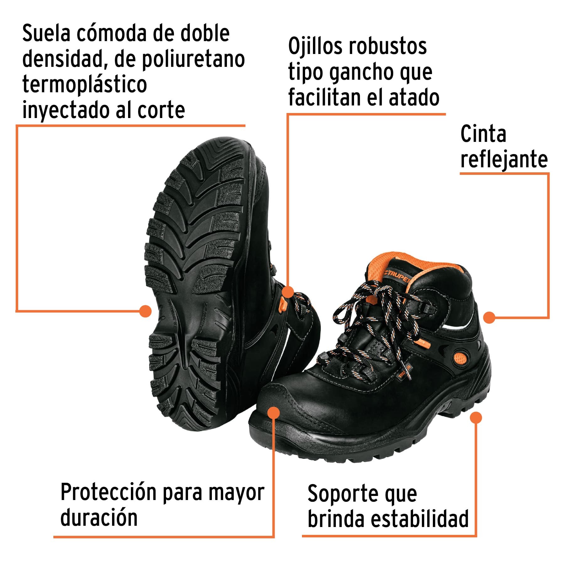 BOTA DE SEGURIDAD NEGRA, #25 DIELÉCTRICA ANTIFATIGA, TRUPER 15479