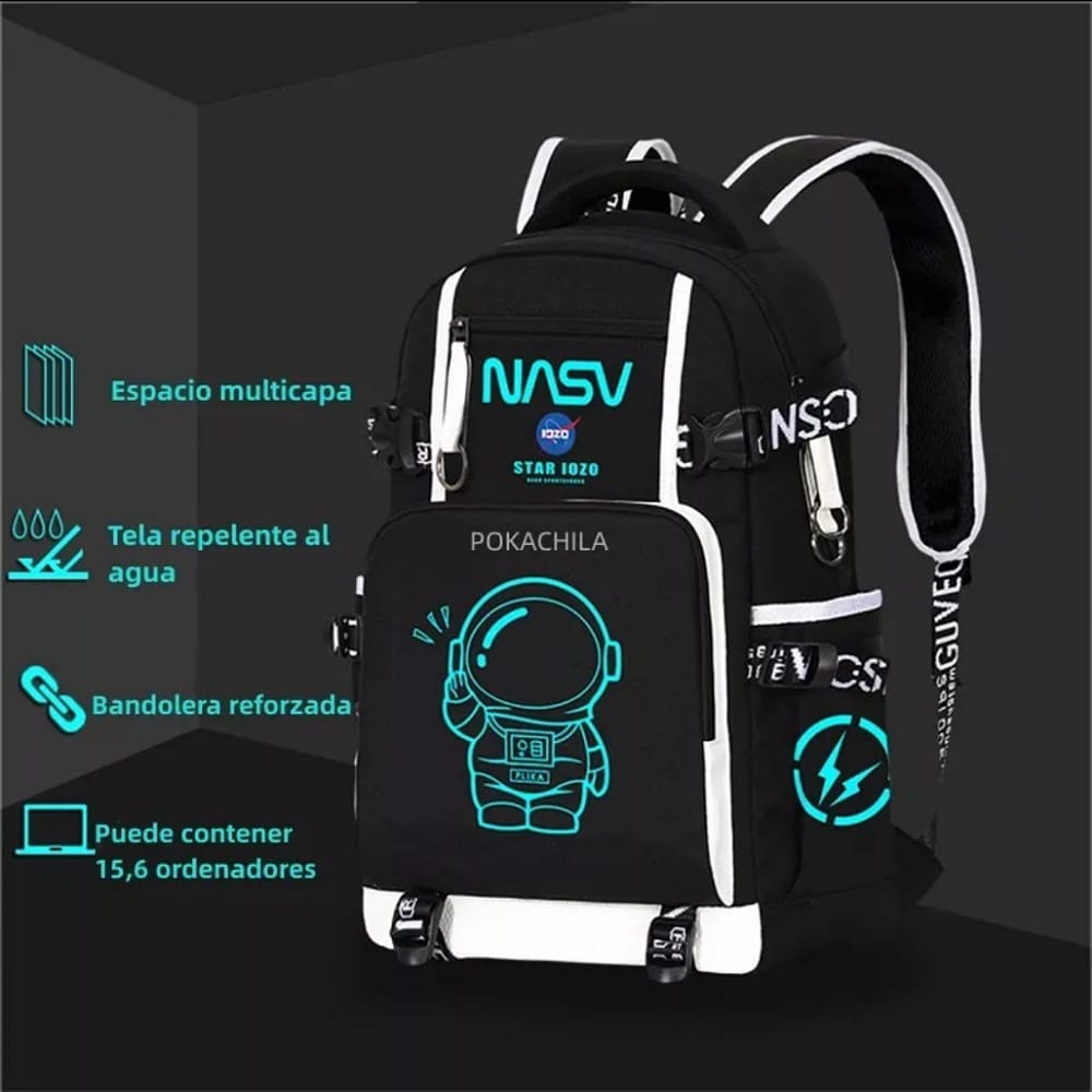 Mochila Escolar Impermeable Antirrobo Luminosa con Dibujos Animados para Niños Primarios Segundarios y Laptop De 15,6 Pulgadas.