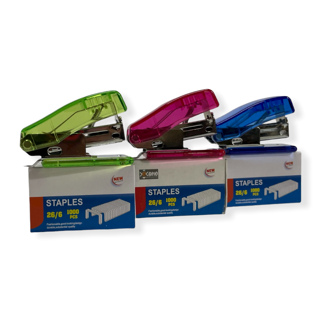Mini Engrapadora Transparente De Colores Surtidos Con Grapas